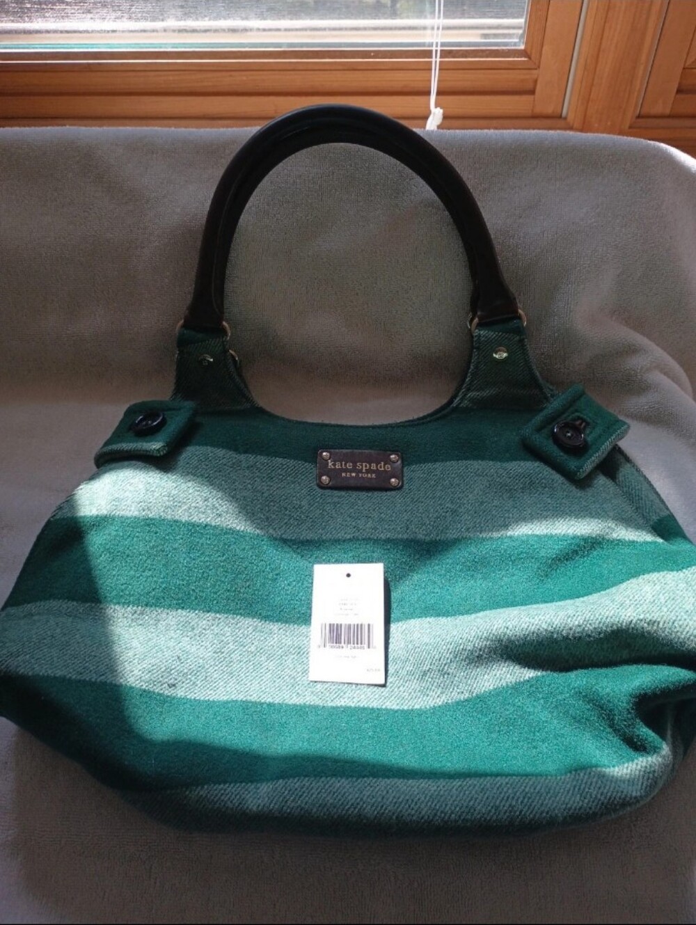 kate spade Green Striped Wool Handbag